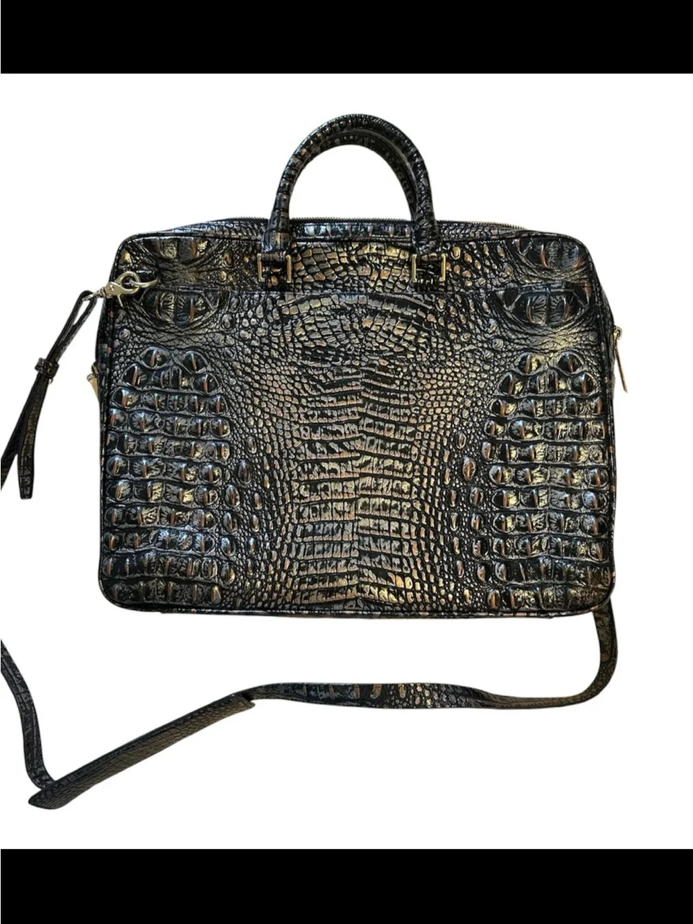 Brahmin Croc Embossed Leather Business Tote Laptop Bag